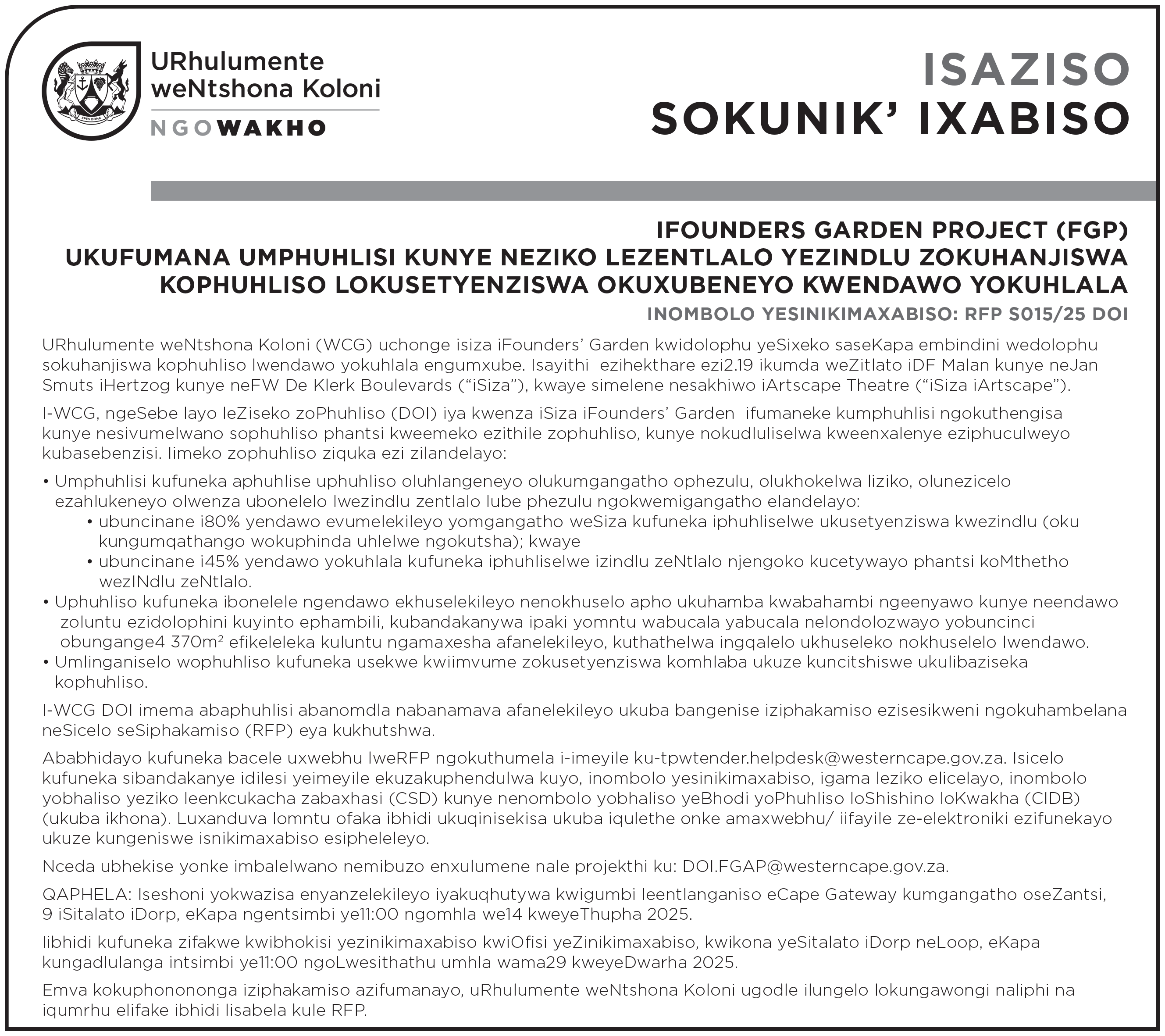 Founders Garden IsiXhosa