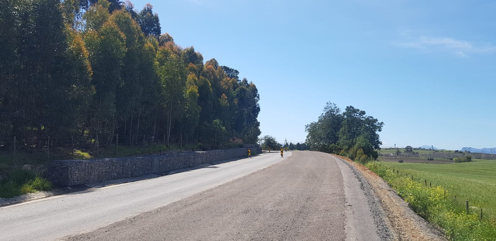 Gabion wall to support cut-slopes on Protea Road.