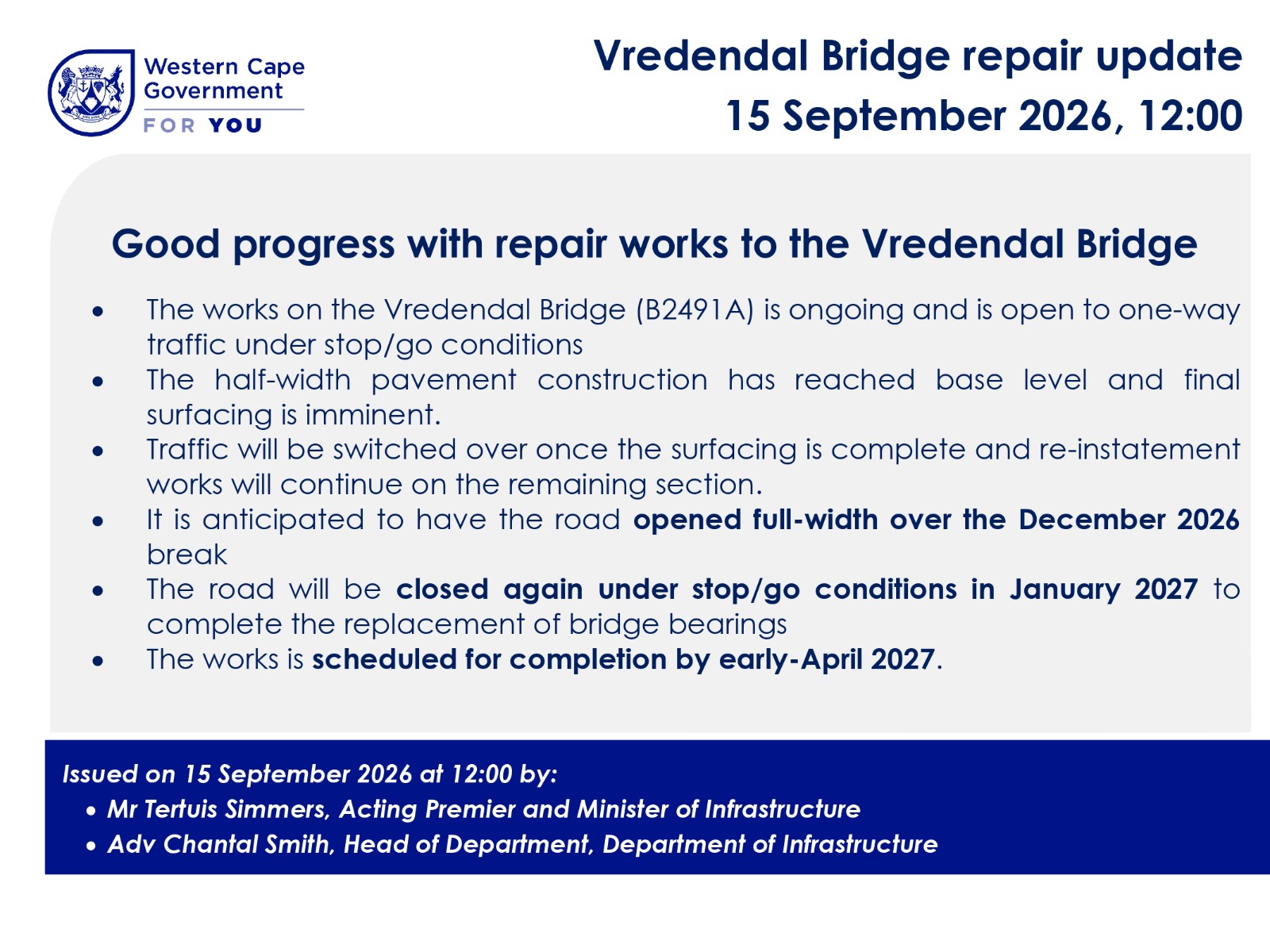 Vredendal Bridge update