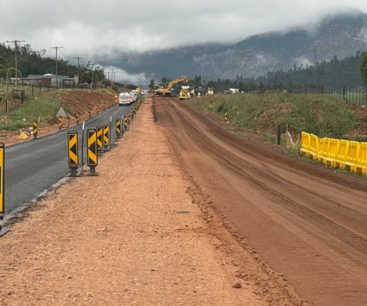 Construction of permanent works at km 22