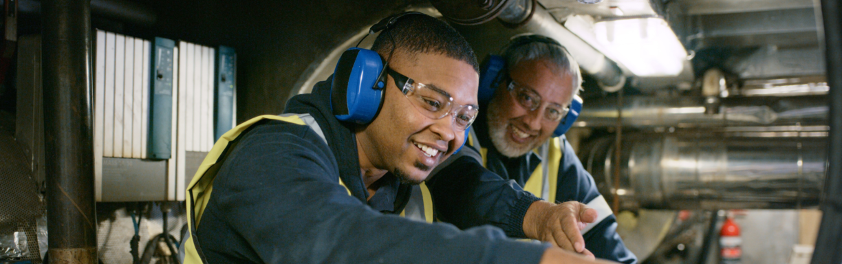 Older man with apprentice