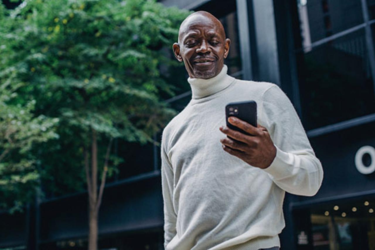 Man using his cellphone