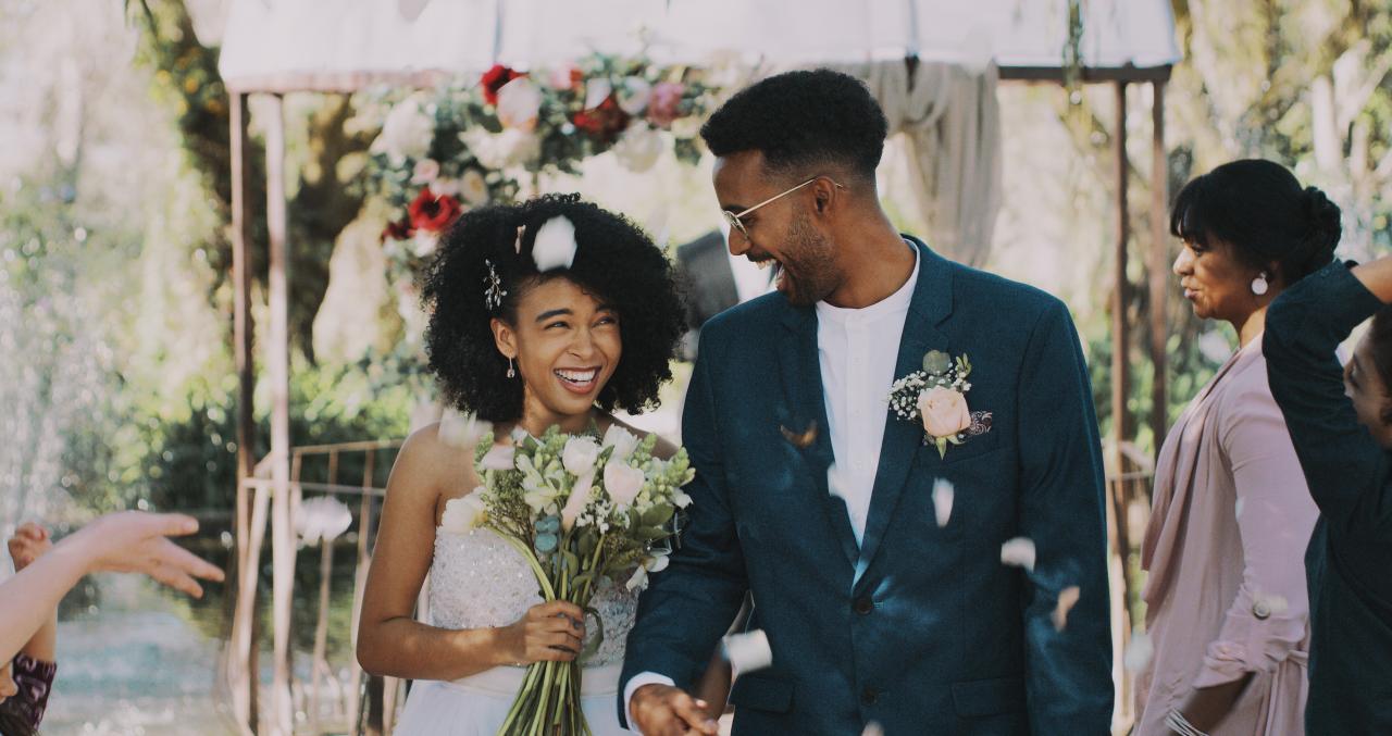 Man and woman getting married