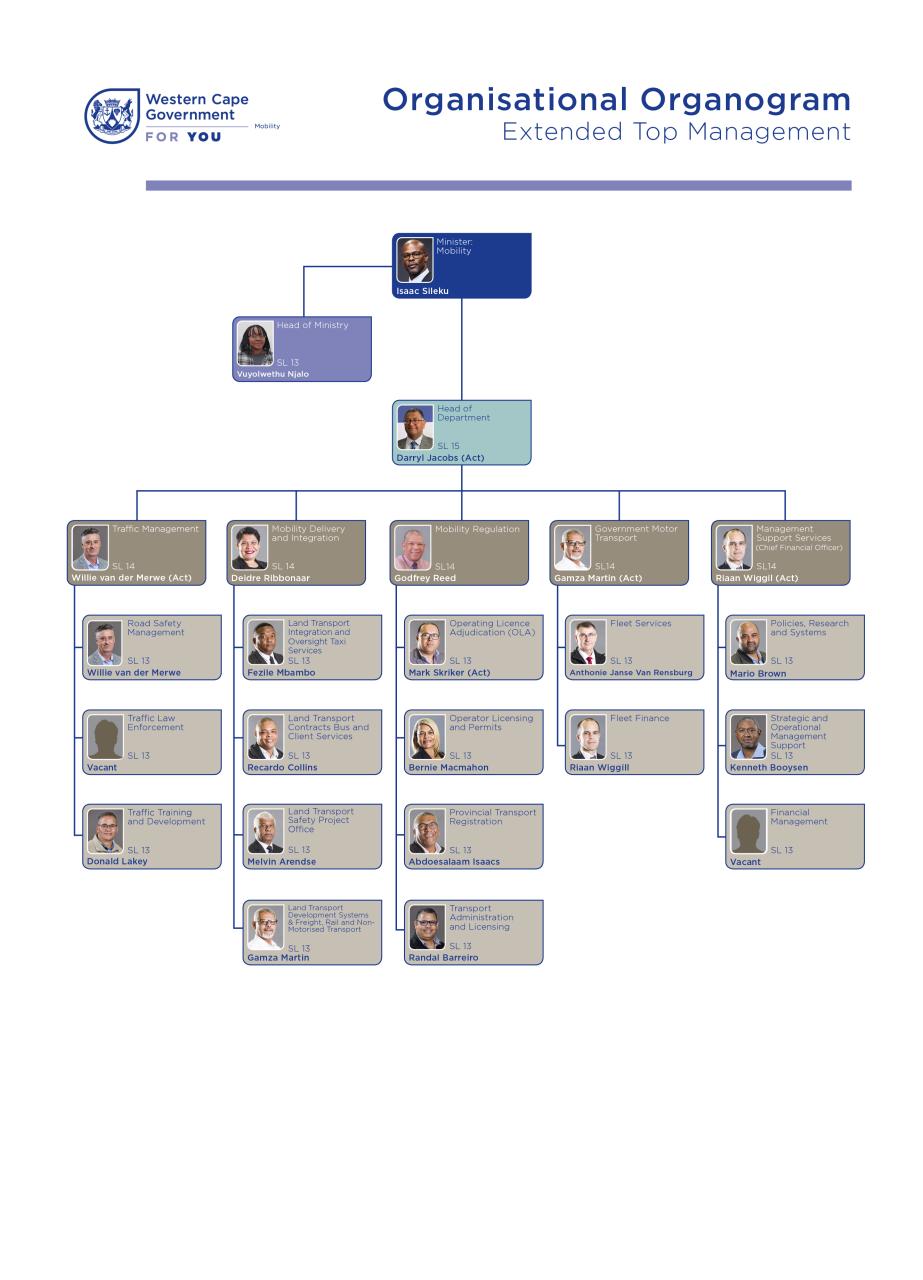 Western Cape Mobility Department Organogram