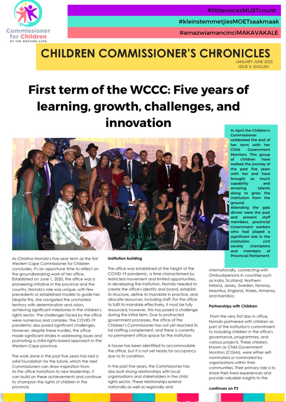 Front page of the CCC newsletter 5h edition