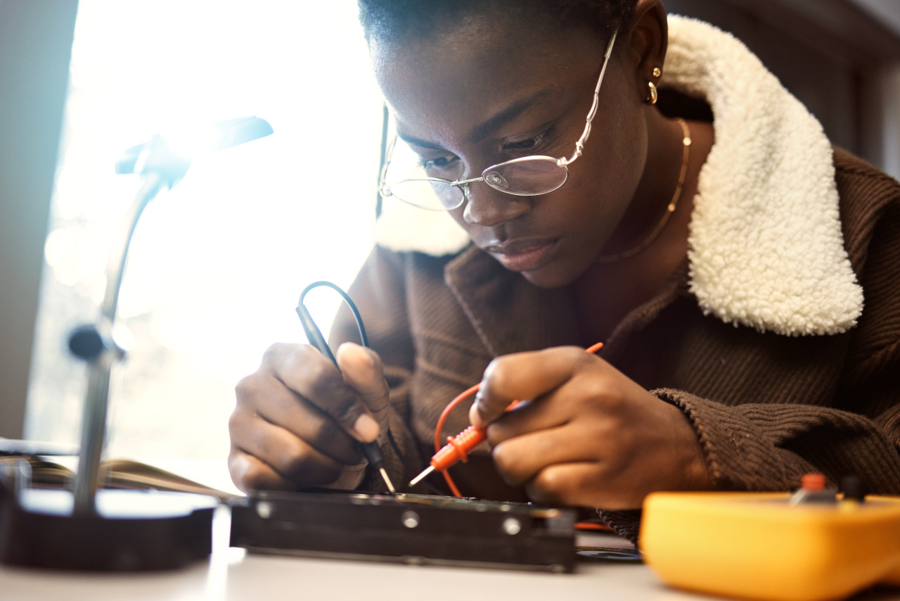 Student doing electrical engineering