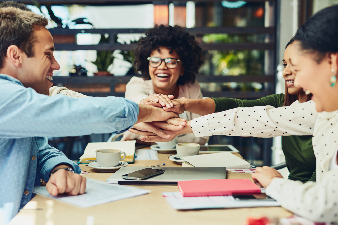 A group of people motivating each other