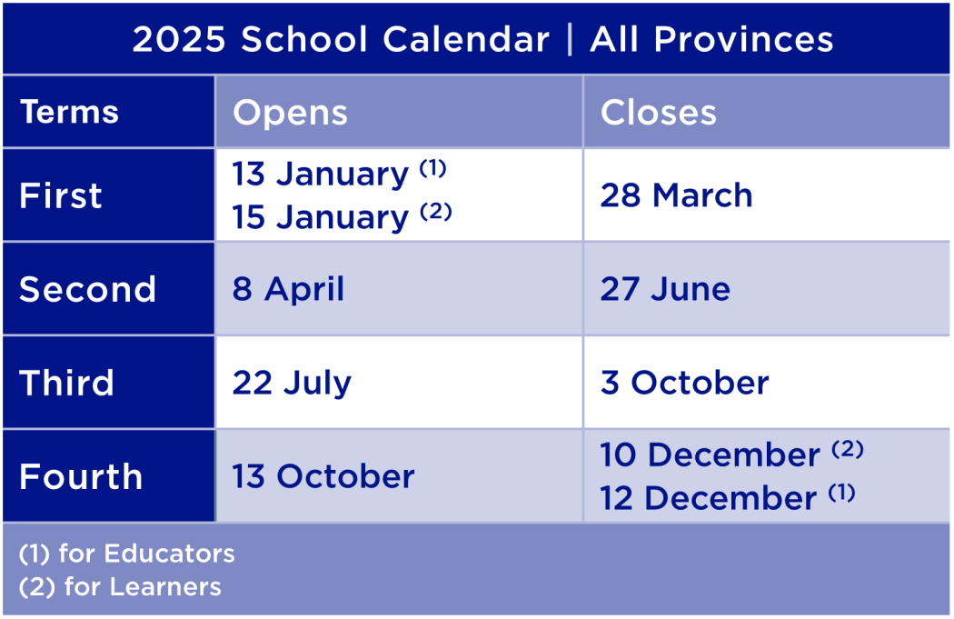 School Calendar Western Cape Government