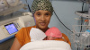 Louise Galant with her twins
