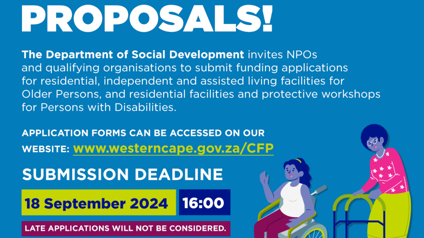 Reminder about the closing date for NPO funding proposals Western Cape Government