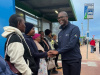 Minister Sileku at Go George bus stop