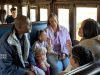 Minister Sileku aboard a train
