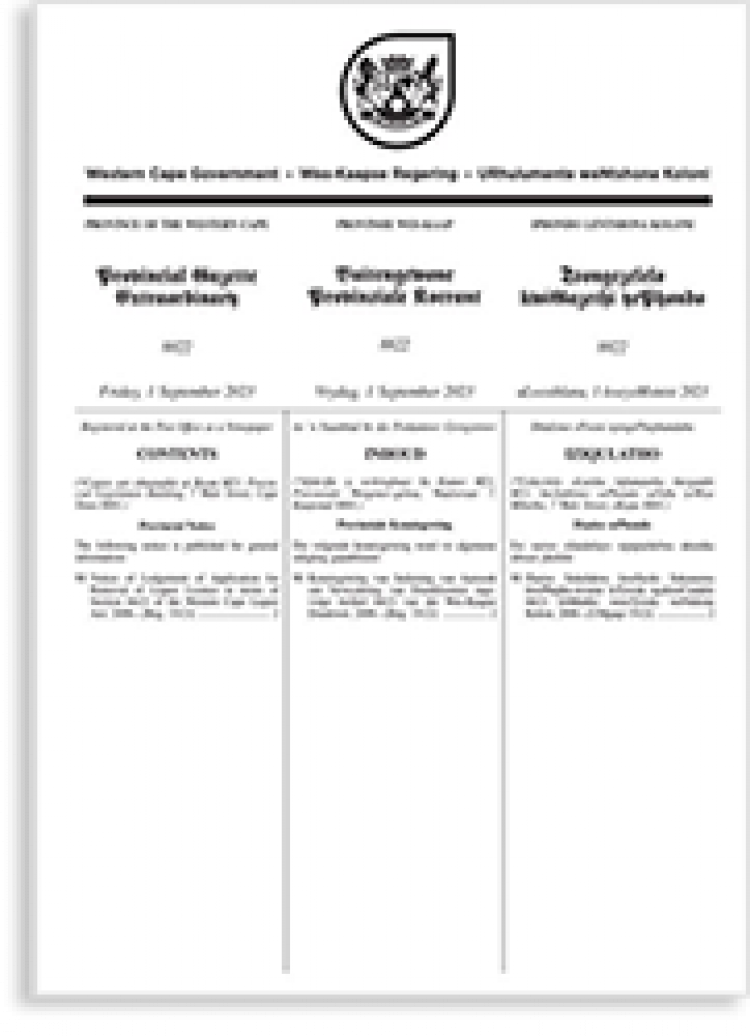 Western Cape Provincial Government Gazette | Western Cape Government