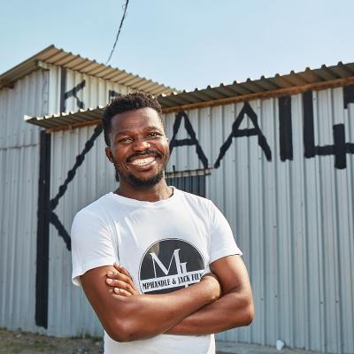An excited Sonwabo in his community
