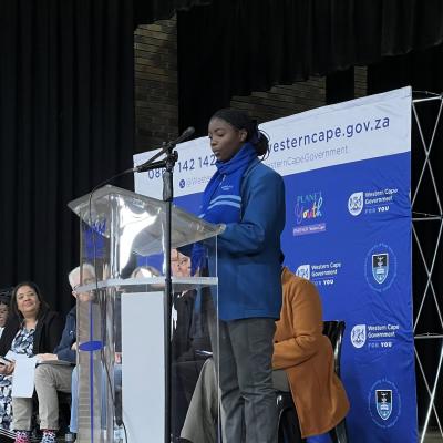 A Mondale High School learner sharing her journey with the Planet Youth survey conducted at her school.