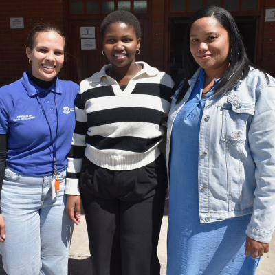 DSD Social worker Liesl Siljeur, Nomfihlakalo Twala, and DSD Social worker Chandre Pienaar