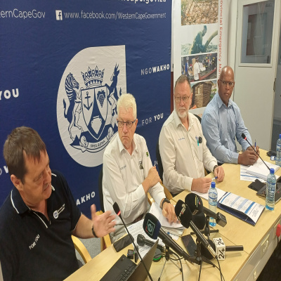 Premier Winde and Western Cape Government officials providing an update on wildfires and water situation