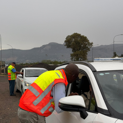 Minister Sileku at roadblock